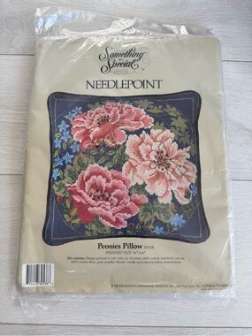 NWT Vintage Something Special peonies pillow Candamar designs Needlepoint Kit